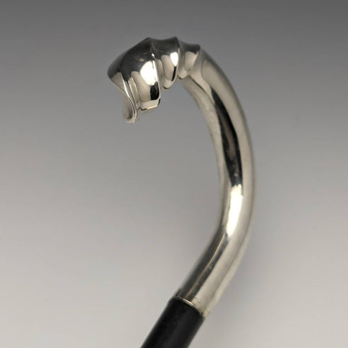 1909年 英国アンティーク 紳士用ステッキ 杖 純銀曲がりハンドル 92cm